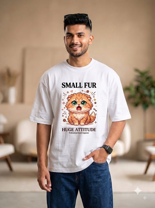 Funny Cat Lover Graphic Tee | Small Fur Huge Attitude Design