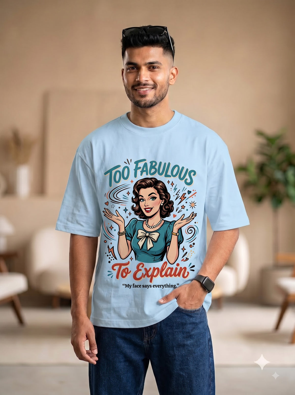 Retro Style Graphic Oversized T-Shirt | Too Fabulous To Explain