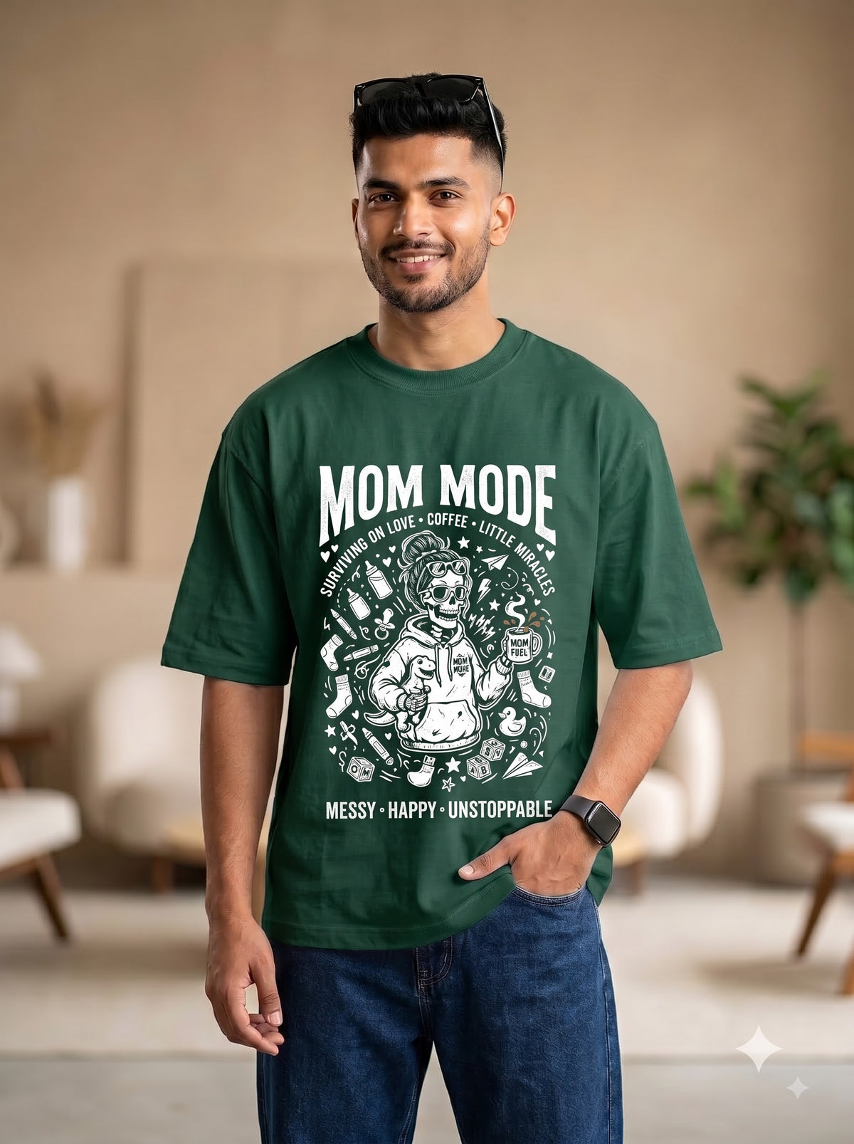 Mom Mode Coffee & Miracles Graphic Tee | Premium Cotton Terry
