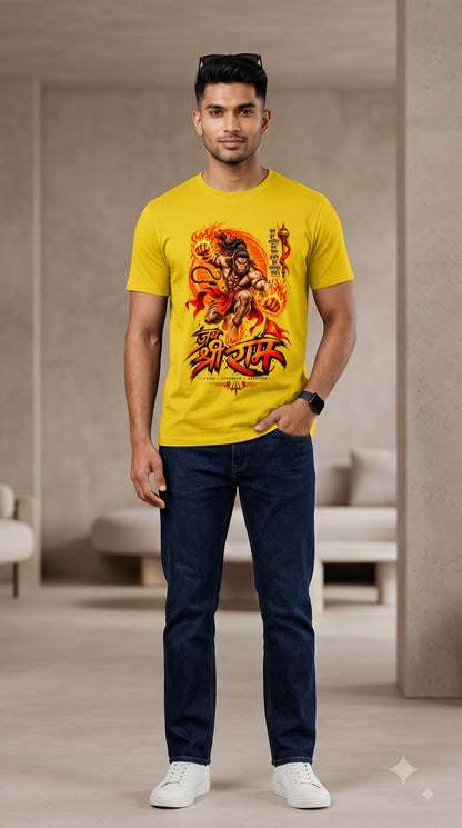 Jai Shri Ram Lord Hanuman Devotional Graphic T-Shirt