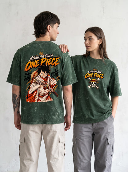 Premium Heavyweight One Piece Anime Acid Washed Oversized Tee