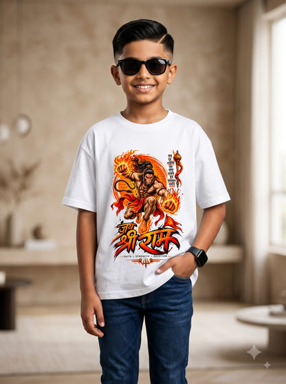 Kids Jai Shri Ram Lord Hanuman Standard Fit Cotton T-Shirt