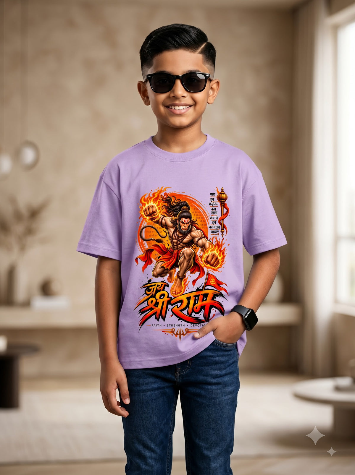 Kids Jai Shri Ram Lord Hanuman Standard Fit Cotton T-Shirt